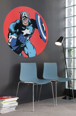 Komar Wandtattoo »selbstklebendes Vlies, Marvel PowerUp Captain America, Gr. 125x125 cm« rund und selbstklebend