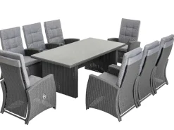 KONIFERA Garten-Essgruppe »»New Paris«« Set, 8 Sessel, Rückenlehne verstellbar, Tisch 100x200x75 cm, inkl. Auflagen, 25 Stk. tlg. Aluminium/Polyrattan