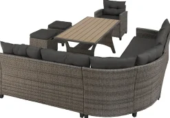 KONIFERA Gartenlounge-Set »Keros Premium« Set, 2x 2er Sofa, 1x Ecke, 1x Sessel, 2x Hocker, 1x Tisch 145x75x67,5cm, 20 Stk. tlg. Ecklounge, Polyrattan, Stahl, geeignet für 8 Personen, inkl. Auflagen