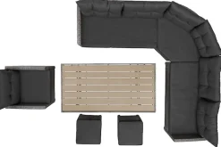 KONIFERA Gartenlounge-Set »Keros Premium« Set, 2x 2er Sofa, 1x Ecke, 1x Sessel, 2x Hocker, 1x Tisch 145x75x67,5cm, 20 Stk. tlg. Ecklounge, Polyrattan, Stahl, geeignet für 8 Personen, inkl. Auflagen