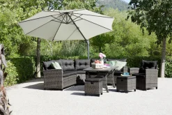 KONIFERA Gartenlounge-Set »Keros Premium« Set, 2x 2er Sofa, 1x Ecke, 1x Sessel, 2x Hocker, 1x Tisch 145x75x67,5cm, 20 Stk. tlg. Ecklounge, Polyrattan, Stahl, geeignet für 8 Personen, inkl. Auflagen