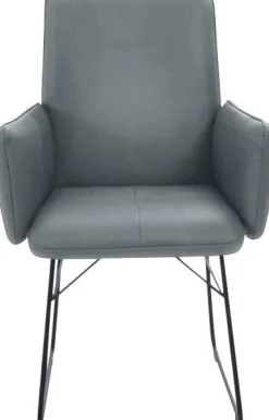 K+W Komfort & Wohnen Armlehnstuhl () 1 Stk.Drahtkufengestell in Metall schwarz, Griff am Rücken, Steppung im Sitz