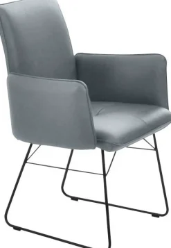 K+W Komfort & Wohnen Armlehnstuhl () 1 Stk.Drahtkufengestell in Metall schwarz, Griff am Rücken, Steppung im Sitz
