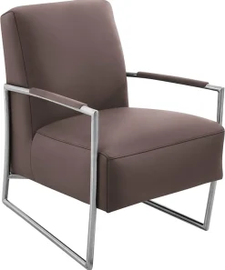 K+W Komfort & Wohnen Cocktailsessel mit bezogenen Armlehnen, Gestell in Metall Edelstahloptik