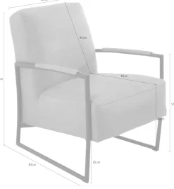 K+W Komfort & Wohnen Cocktailsessel mit bezogenen Armlehnen, Gestell in Metall Edelstahloptik