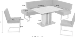 K+W Komfort & Wohnen Eckbankgruppe »Spider II« Set, 4 Stk. tlg. langer Schenkel 195cm, 2 Freischwinger, Auszugstisch in Breite 120 cm