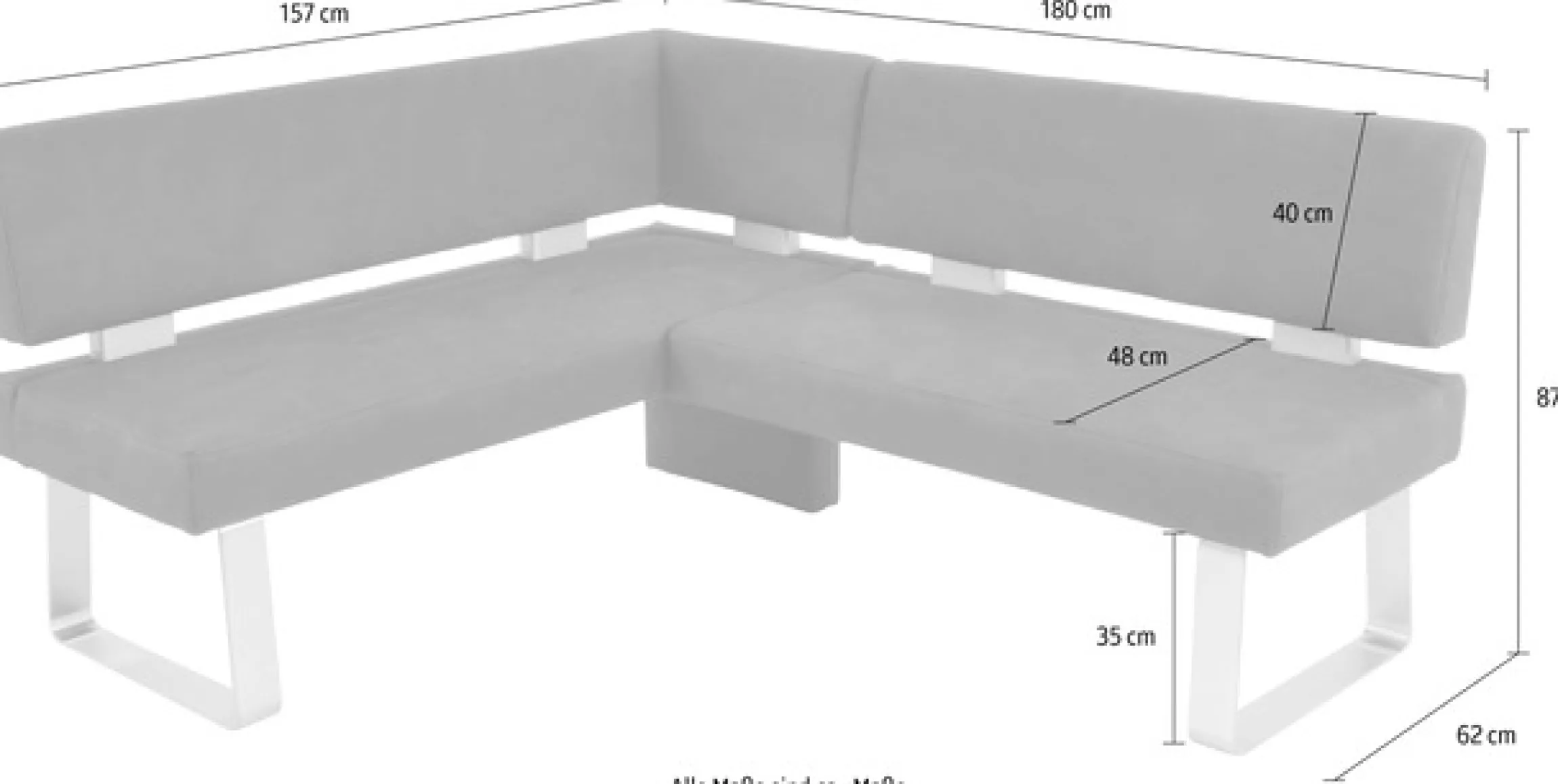 K+W Komfort & Wohnen Eckbank »Santos II Esszimmerbank« gepolstert, Eckbank, wahlweise langer Schenkel 180cm rechts oder links