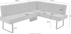 K+W Komfort & Wohnen Eckbank 1 Stk. tlg. Polstereckbank in Spitzkissenoptik, Sitz und Rücken gesteppt