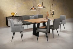 K+W Komfort & Wohnen Essgruppe »Giacomo I« Polsterbank, 2 Stühle und 2 Armlehnenstühle, 6 Stk. tlg. 2 Stühle und Bank, 2 Armlehnenstühle Stoff 775, Tisch 160 oder 180 cm