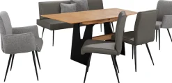K+W Komfort & Wohnen Essgruppe »Giacomo I« Polsterbank, 2 Stühle und 2 Armlehnenstühle, 6 Stk. tlg. 2 Stühle und Bank, 2 Armlehnenstühle Stoff 775, Tisch 160 oder 180 cm