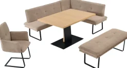 K+W Komfort & Wohnen Essgruppe »Giacomo III« 4 Stk. tlg. wahlweise links oder rechts langer Schenkel 207cm, Freischwingersessel