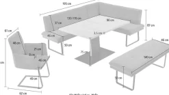 K+W Komfort & Wohnen Essgruppe »Giacomo III« 4 Stk. tlg. wahlweise links oder rechts langer Schenkel 207cm, Freischwingersessel
