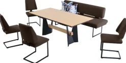 K+W Komfort & Wohnen Essgruppe »Longbeach« 6 Stk. tlg. Essgruppe in Spitzkissenoptik mit 4 Freischwingern, Gestell in Metall