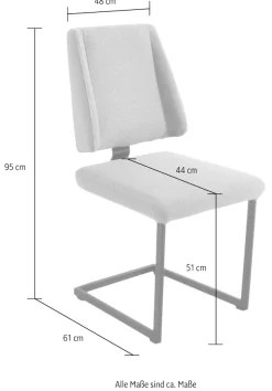 K+W Komfort & Wohnen Essgruppe »Longbeach« 6 Stk. tlg. Essgruppe in Spitzkissenoptik mit 4 Freischwingern, Gestell in Metall