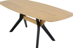 K+W Komfort & Wohnen Esstisch Massivholz mit bootsförmiger Tischplatte im Materialmix