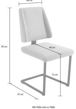 K+W Komfort & Wohnen Esszimmerstuhl »Longbeach, Freischwinger« () 1 Stk.mit Gestell und Abstandshalter in Metall schwarz Struktur, Sitzkomfort