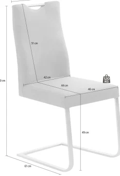 K+W Komfort & Wohnen Freischwinger »6194« () mit praktischem Griff oben am Rücken, Gestell aus Edelstahl
