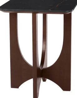 LeGer Home by Lena Gercke Beistelltisch »Kirella« mit Marmor-Optik und massivem Eschenholz-Kreuzfuß, Breite 45 cm