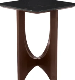 LeGer Home by Lena Gercke Beistelltisch »Kirella« mit Marmor-Optik und massivem Eschenholz-Kreuzfuß, Breite 45 cm