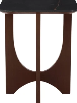 LeGer Home by Lena Gercke Beistelltisch »Kirella« mit Marmor-Optik und massivem Eschenholz-Kreuzfuß, Breite 45 cm
