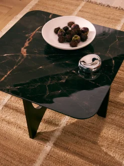 LeGer Home by Lena Gercke Beistelltisch »Kirella« mit Marmor-Optik und massivem Eschenholz-Kreuzfuß, Breite 45 cm