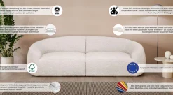 LeGer Home by Lena Gercke Big-Sofa »YANI, Designersofa, organische Form, Maße B/T/H: 240/64/81 cm« mit Wellenunterfederung, auch in Bouclé, passend zur Serie