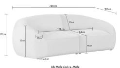 LeGer Home by Lena Gercke Big-Sofa »YANI, Designersofa, organische Form, Maße B/T/H: 240/64/81 cm« mit Wellenunterfederung, auch in Bouclé, passend zur Serie