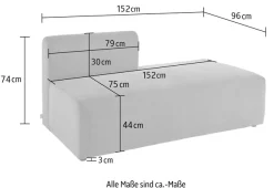 LeGer Home by Lena Gercke Chaiselongue »LYZA Open end, Loungemöbel zum Relaxen, Maße B/T/H: 152/96/74 cm« als Modul oder separat verwendbar, für individuelle Zusammenstellung