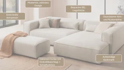 LeGer Home by Lena Gercke Ecksofa »PIARA XXL Struktur u. Leinenoptik, L-Form, Schlaffunktion« Hocker stellbar zum Schlafsofa (Krokodilverbinder), tiefe Sitzfläche