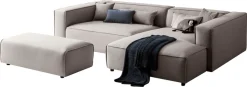 LeGer Home by Lena Gercke Ecksofa »PIARA XXL Struktur u. Leinenoptik, L-Form, Schlaffunktion« Hocker stellbar zum Schlafsofa (Krokodilverbinder), tiefe Sitzfläche