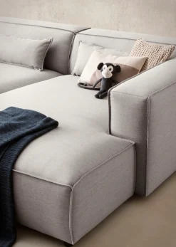 LeGer Home by Lena Gercke Ecksofa »PIARA XXL Struktur u. Leinenoptik, L-Form, Schlaffunktion« Hocker stellbar zum Schlafsofa (Krokodilverbinder), tiefe Sitzfläche