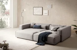 LeGer Home by Lena Gercke Ecksofa »PIARA XXL Struktur u. Leinenoptik, L-Form, Schlaffunktion« Hocker stellbar zum Schlafsofa (Krokodilverbinder), tiefe Sitzfläche