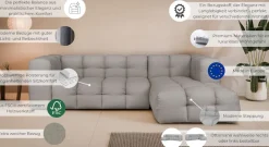 LeGer Home by Lena Gercke Ecksofa »TALISHA L-Form Designersofa, moderne Steppung, B/T/H: 276/178/75 cm« aufwendig gepolstert, hoher Sitzkomfort