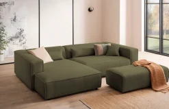 LeGer Home by Lena Gercke Ecksofa »PIARA XXL Cord, L-Form, Schlaffunktion« Hocker stellbar zum Schlafsofa (Krokodilverbinder), tiefe Sitzfläche