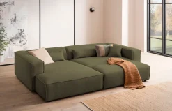 LeGer Home by Lena Gercke Ecksofa »PIARA XXL Cord, L-Form, Schlaffunktion« Hocker stellbar zum Schlafsofa (Krokodilverbinder), tiefe Sitzfläche
