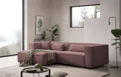 LeGer Home by Lena Gercke Ecksofa »PIARA Cord mit Kedernaht L-Form« wahlweise Ottomane rechts/links, schwarze Füße, bequemer Sitzkomfort