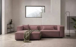 LeGer Home by Lena Gercke Ecksofa »PIARA Cord mit Kedernaht L-Form« wahlweise Ottomane rechts/links, schwarze Füße, bequemer Sitzkomfort
