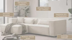 LeGer Home by Lena Gercke Ecksofa »PIARA Cord mit Kedernaht L-Form« wahlweise Ottomane rechts/links, schwarze Füße, bequemer Sitzkomfort