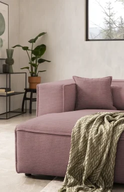 LeGer Home by Lena Gercke Ecksofa »PIARA Cord mit Kedernaht L-Form« wahlweise Ottomane rechts/links, schwarze Füße, bequemer Sitzkomfort