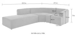 LeGer Home by Lena Gercke Ecksofa »LYZA L-Form links/rechts, Modularsofa, Maße B/T/H: 211/267/74 cm« als Modul oder separat verwendbar, für individuelle Zusammenstellung