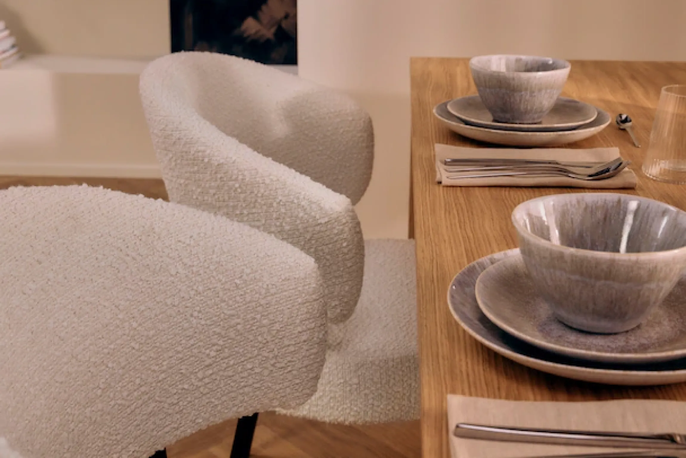 LeGer Home by Lena Gercke Esszimmerstuhl »Sölve« (Set) 2 Stk.Boucle Bezugsstoff, Metallgestell, Sitztiefe 48 cm