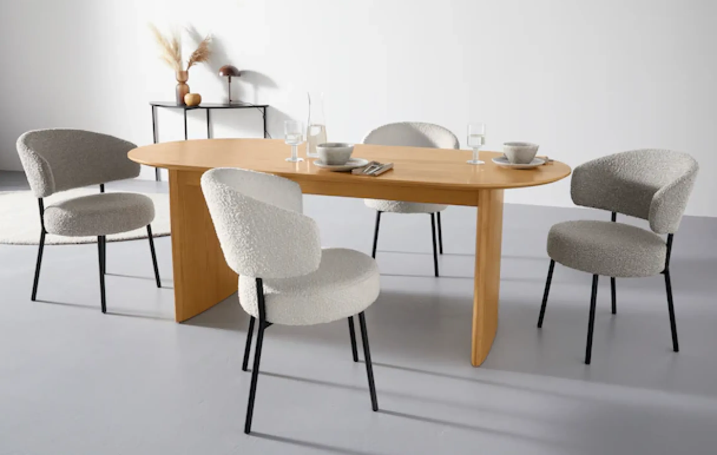 LeGer Home by Lena Gercke Esszimmerstuhl »Sölve« (Set) 2 Stk.Boucle Bezugsstoff, Metallgestell, Sitztiefe 48 cm