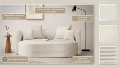 LeGer Home by Lena Gercke 2,5-Sitzer »ISALIE Samtoptik, rundes Loungesofa, mit Kissen, perfekt gepolstert« moderne Stoffe, mit 4 Zierkissen, extra große Sitzfläche