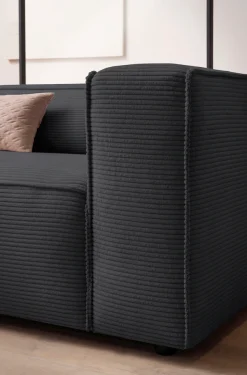 LeGer Home by Lena Gercke 3-Sitzer »PIARA XXL Cord, Sofa mit Kedernaht« schwarze Füße, bequemer Sitzkomfort, extra tiefe Sitzfläche