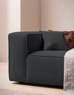 LeGer Home by Lena Gercke 3-Sitzer »PIARA XXL Cord, Sofa mit Kedernaht« schwarze Füße, bequemer Sitzkomfort, extra tiefe Sitzfläche