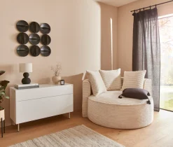 LeGer Home by Lena Gercke XXL-Sessel »ISALIE Cord, Lesesessel, Loveseat, inklusive Zierkissen« extra große Sitzfläche, optional mit Hocker, 3 Bezugsstoffe