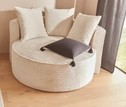 LeGer Home by Lena Gercke XXL-Sessel »ISALIE Cord, Lesesessel, Loveseat, inklusive Zierkissen« extra große Sitzfläche, optional mit Hocker, 3 Bezugsstoffe
