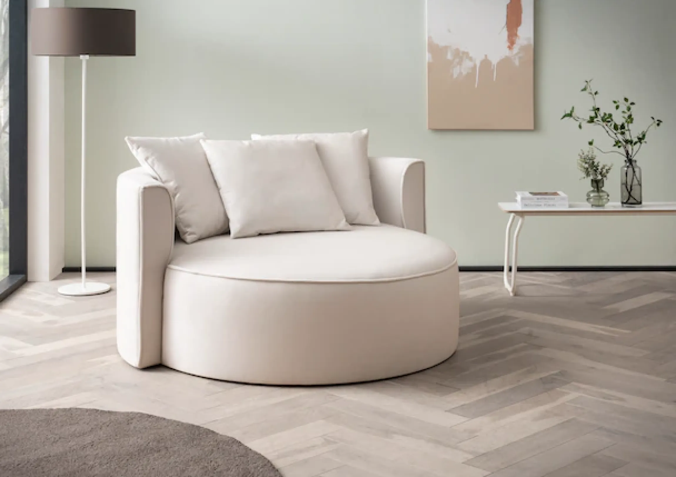 LeGer Home by Lena Gercke XXL-Sessel »ISALIE Samtoptik, Lesesessel, Loveseat, inklusive Zierkissen« extra große Sitzfläche, optional mit Hocker, 3 Bezugsstoffe
