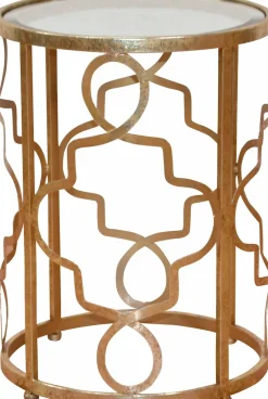Leonique Beistelltisch »Noëlle« mit Spiegelglasplatte und goldfarbenem Metallgestell