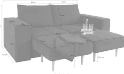 LOOKS by Wolfgang Joop 3-Sitzer »Looksv« Verwandlungssofa: aus Sofa wird Sofa mit 2 Hockern